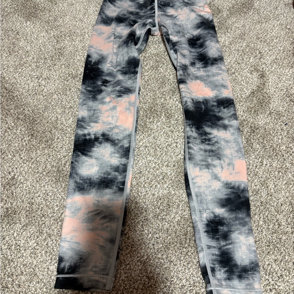 Athleta Girl Tie-Dye Leggings in Black, Peach & Gray